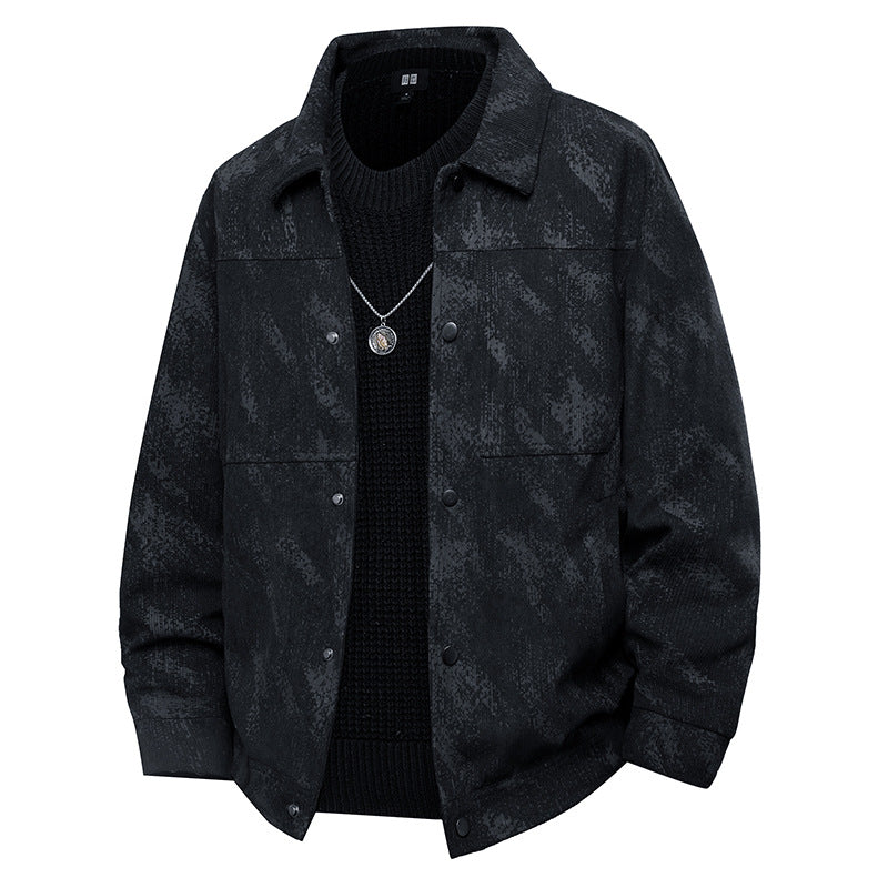 Herren Leichte Overshirt-Jacke mit dezenter Reptilprägung und Druckknopfverschluss Drune