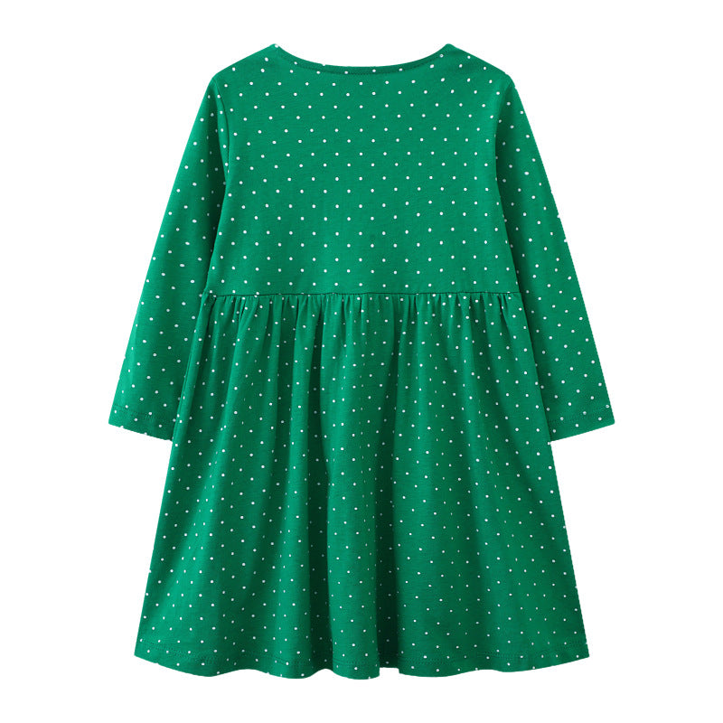 Mädchen Baumwollkleid mit bunten Blumenstickereien Drune