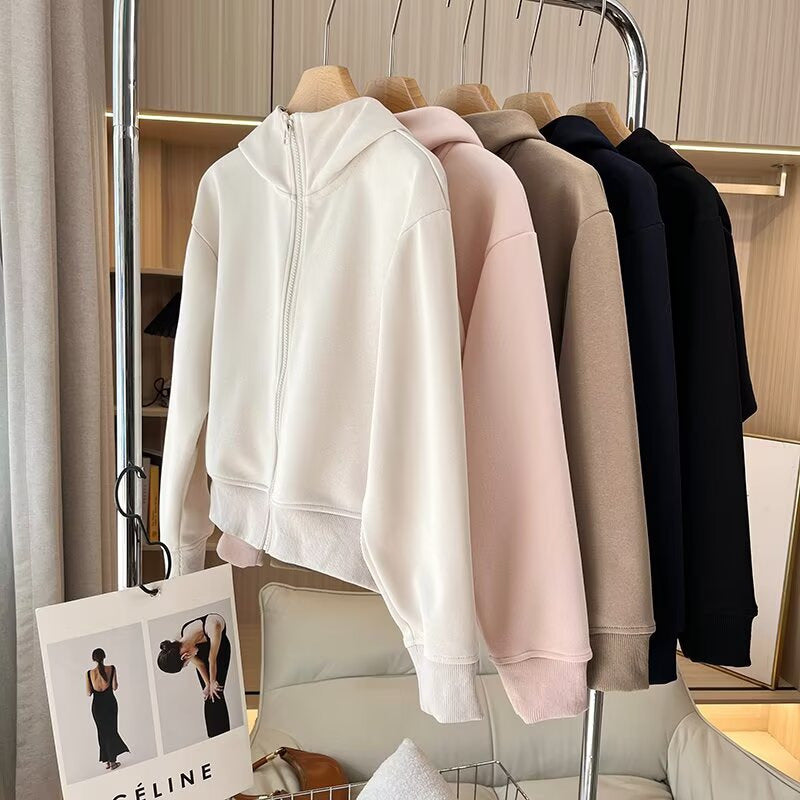 Damen bequeme Kapuzenjacke mit innovativem Reißverschluss Drune