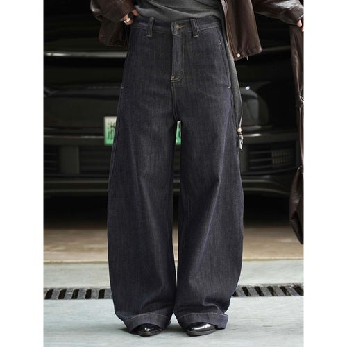 Damen Weite High‑Waist Denimhose mit extra weitem Bein und lässiger Bundverarbeitung Drune