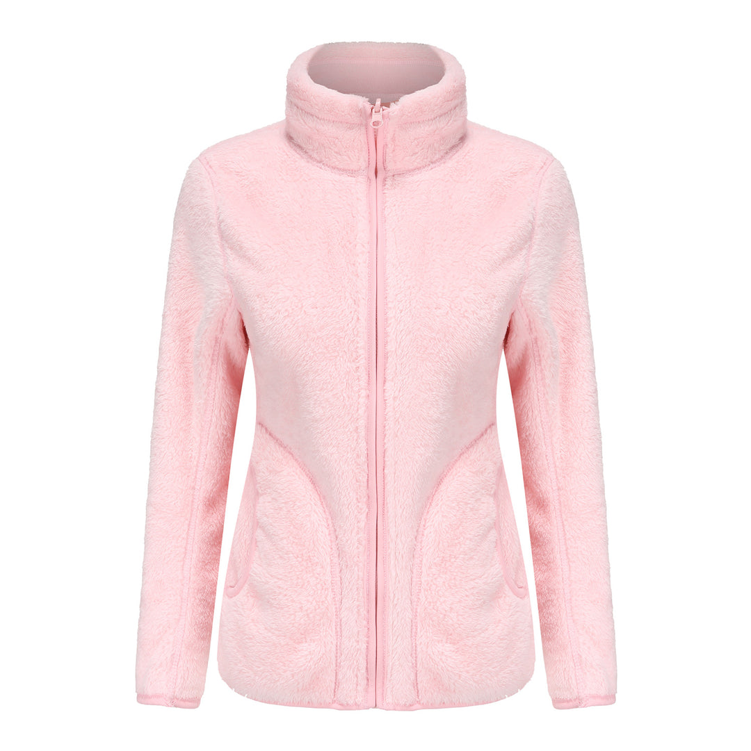 Damen nan kuschelige Fleecejacke mit hohem Stehkragen, durchgehendem Reißverschluss und figurformenden Nähten Drune