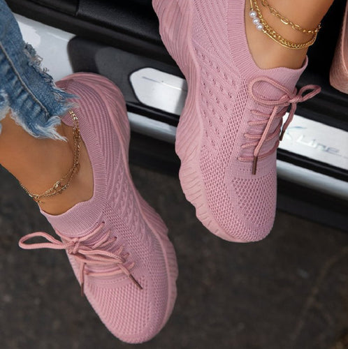 Damen  leichte Strick-Sneaker mit sockenähnlichem Obermaterial, gepolsterter Komfortsohle und flexibler Profil-Laufsohle Drune