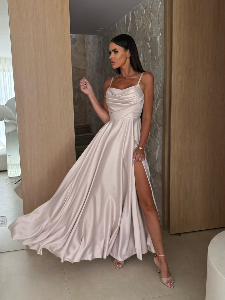 Damen Maxikleid mit geflochtenem Oberteil und offenem Rücken Drune