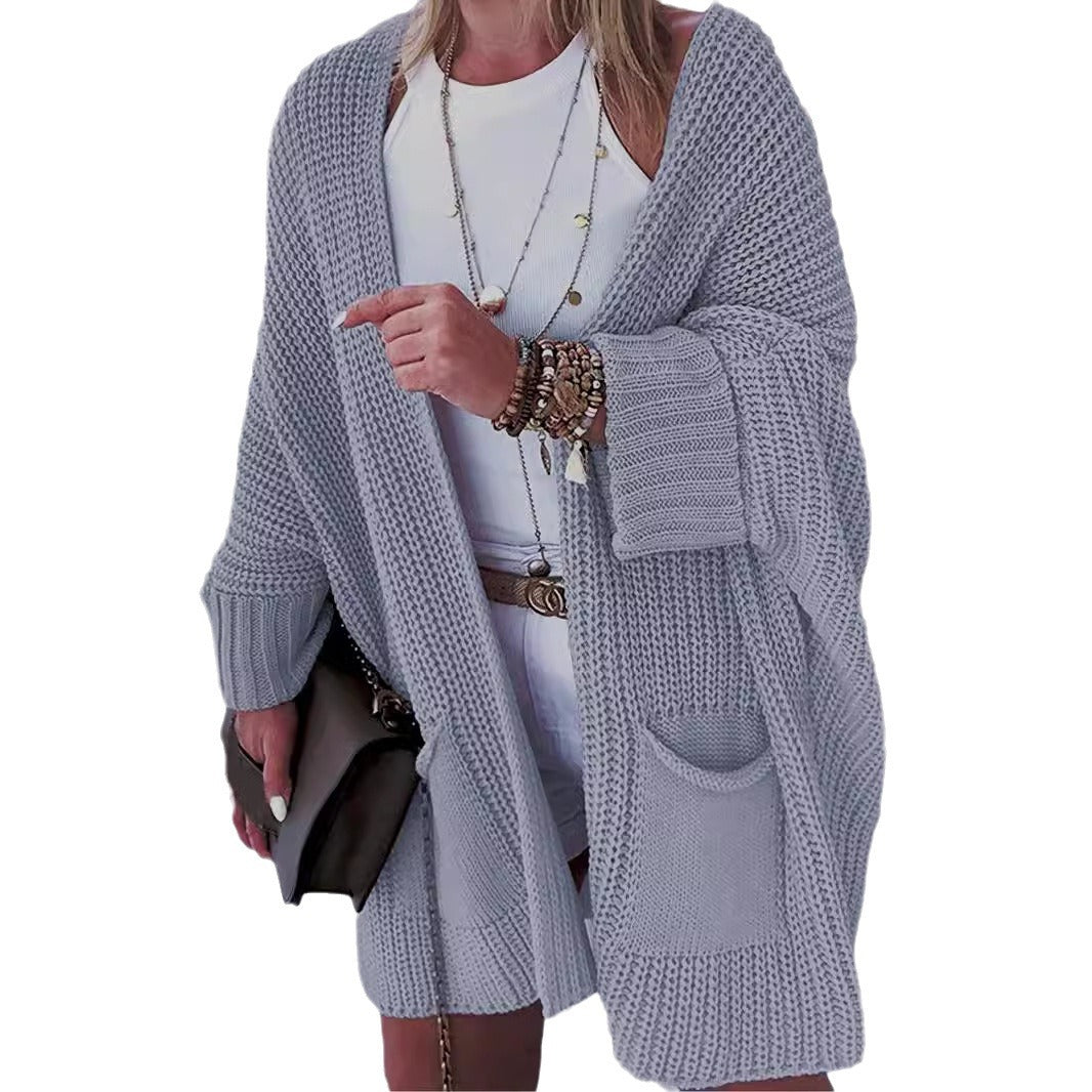 Damen Grobstrick-Cardigan mit offenen Taschen und legerem Schnitt Drune