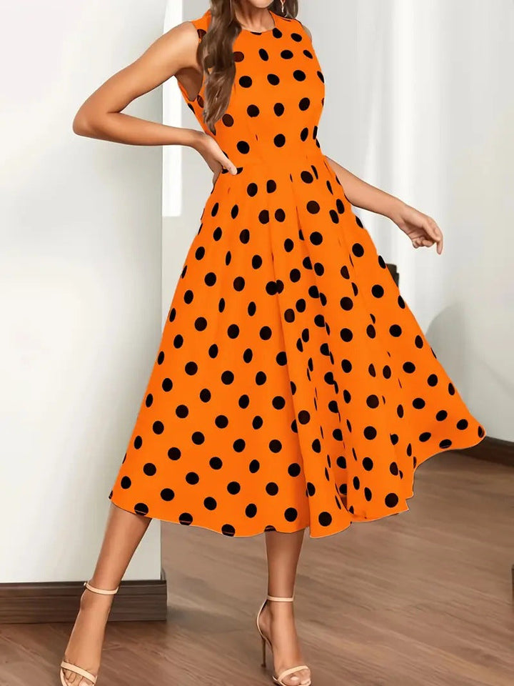 Damen A-Linie Kleid mit Polka-Dots Drune