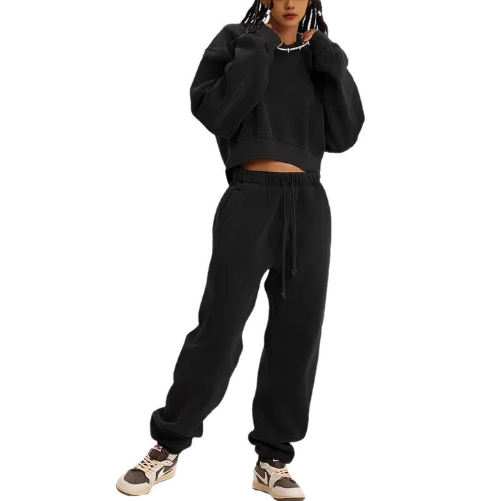 Damen Boxy-Sweatshirt mit überschnittener Schulter, verlängertem Rückenteil und brushed Fleece Drune