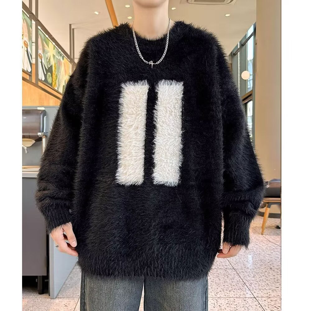 Unisex Grobstrick Pullover mit stylischem Motiv Drune