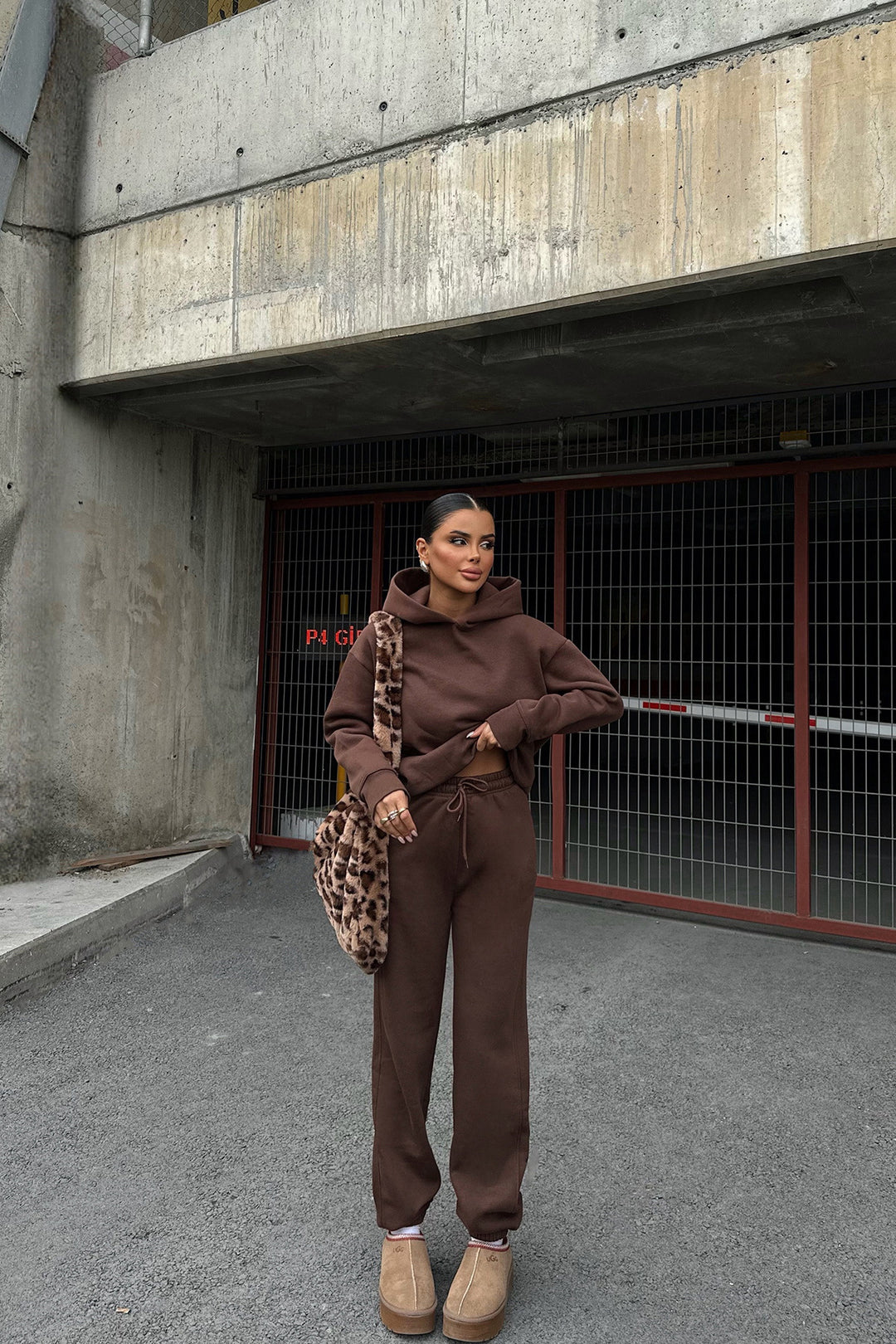 Damen lässiger Hoodie- und Jogginganzug mit elastischem Bund und Oversized-Schnitt Drune