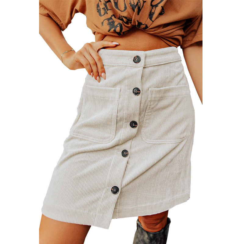 Damen Cordrock mit Knopfdetails und praktischen Taschen Drune
