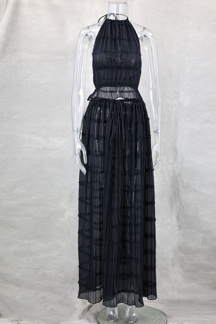 Drune | Neckholder Spitzenweste langes Kleid Set