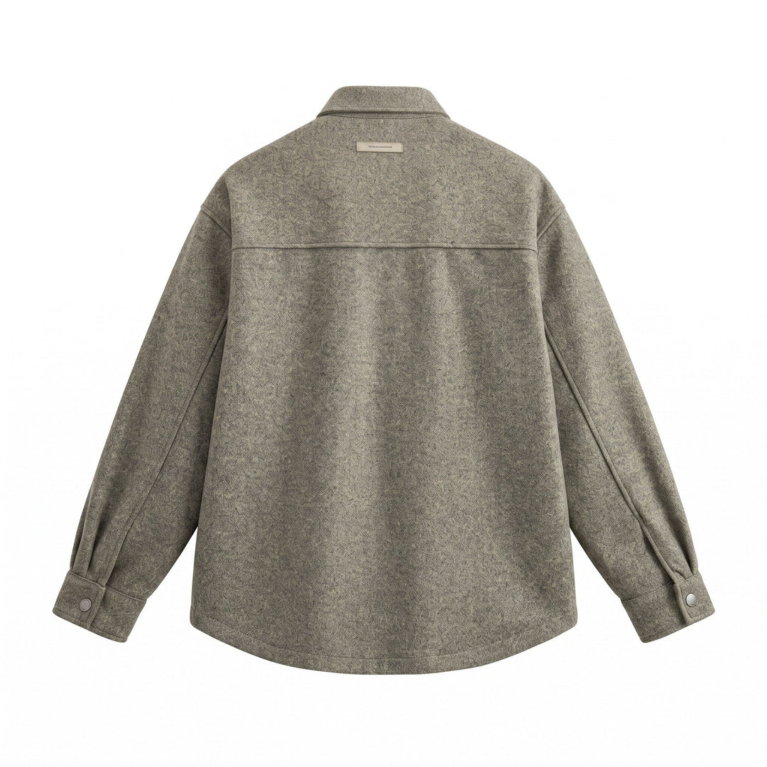 Herren Wollmix Overshirt im Hemdjackenstil mit Druckknopffront und Pattentasche Drune