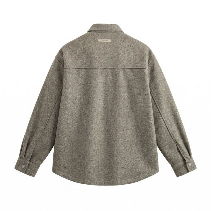 Herren Wollmix Overshirt im Hemdjackenstil mit Druckknopffront und Pattentasche Drune