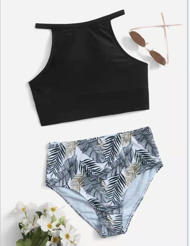 Damen Hochtailliertes Bikini-Set mit stylischem Crop-Top Drune