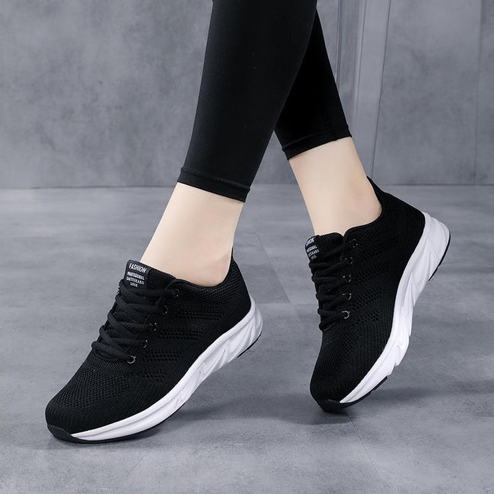Damen nan leichtgewichtige atmungsaktive Strick-Laufschuhe mit viskoelastischer Einlegesohle und stoßdämpfender Zwischensohle Drune