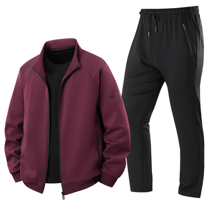 Herren Leichter Freizeit-Trainingsanzug-Set mit Reißverschlussjacke, elastischer Bund & Reißverschlusstaschen Drune