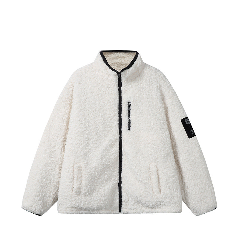 Unisex Teddy‑Fleece Jacke mit Stehkragen, hoher Wärme und kontrastierender Reißverschluss Drune