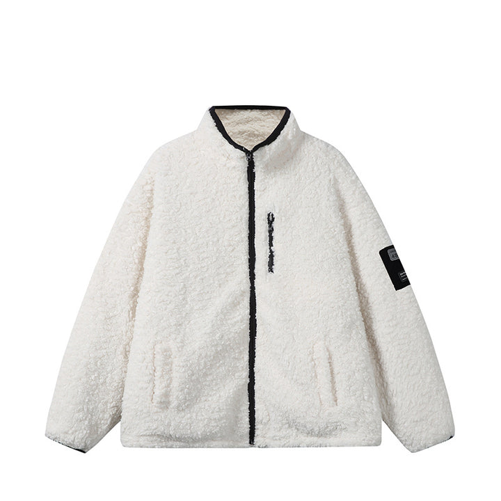 Unisex Teddy‑Fleece Jacke mit Stehkragen, hoher Wärme und kontrastierender Reißverschluss Drune
