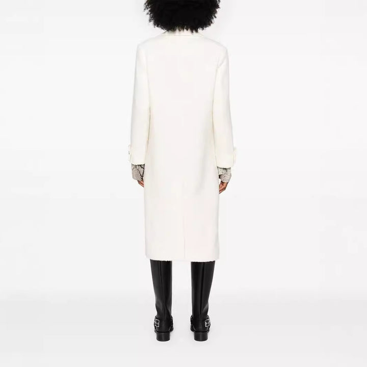 Damen Gerade geschnittener Midi-Wollmantel mit Oversize-Revers und verdeckter Knopfleiste Drune