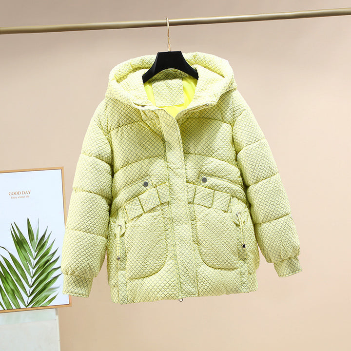 Damen Modische leichte Pufferjacke mit praktischen Taschen und Kapuze Drune