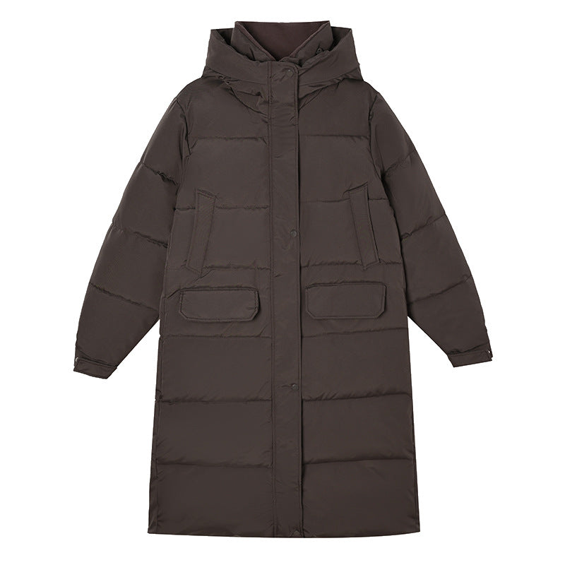 Damen Lange isolierte Winterjacke mit Kapuze und einzippbarem Kragen Drune