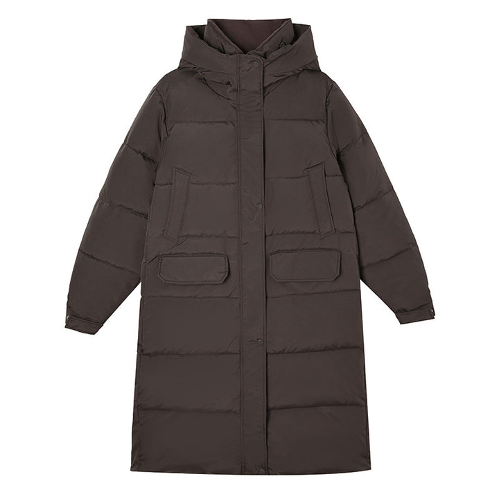 Damen Lange isolierte Winterjacke mit Kapuze und einzippbarem Kragen Drune