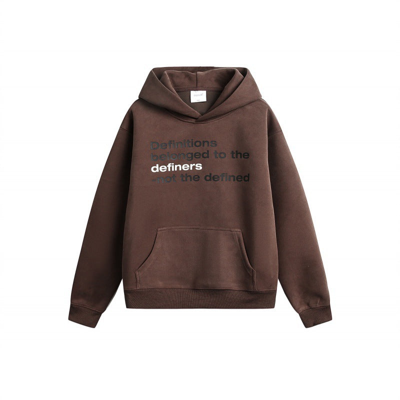 Unisex Oversize-Kapuzenpullover aus Baumwollmix mit Kängurutasche und Statement-Print Drune