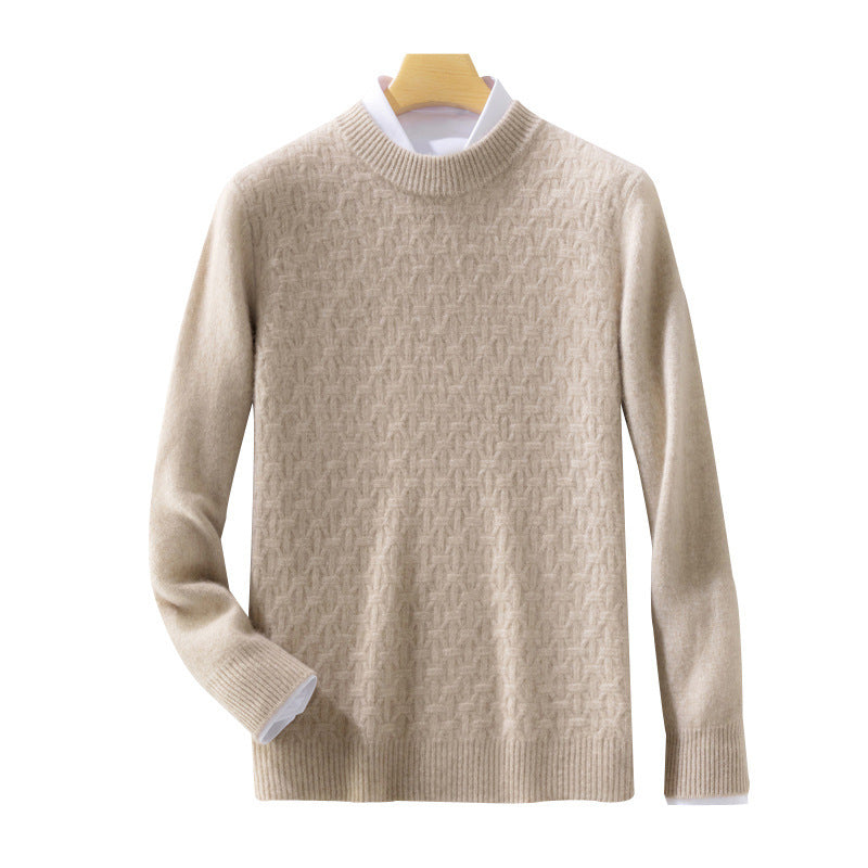 Damen Strukturierter Mockneck-Pullover im Kaschmir‑Look mit geometrischer Wabenstruktur Drune