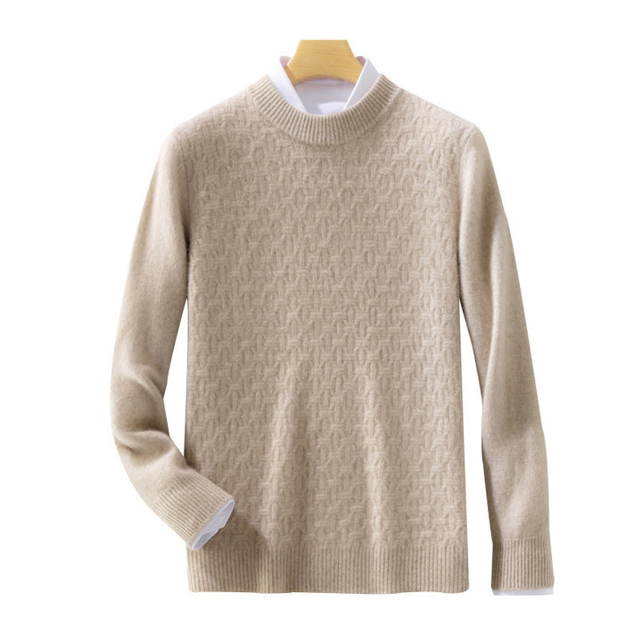 Damen Strukturierter Mockneck-Pullover im Kaschmir‑Look mit geometrischer Wabenstruktur Drune
