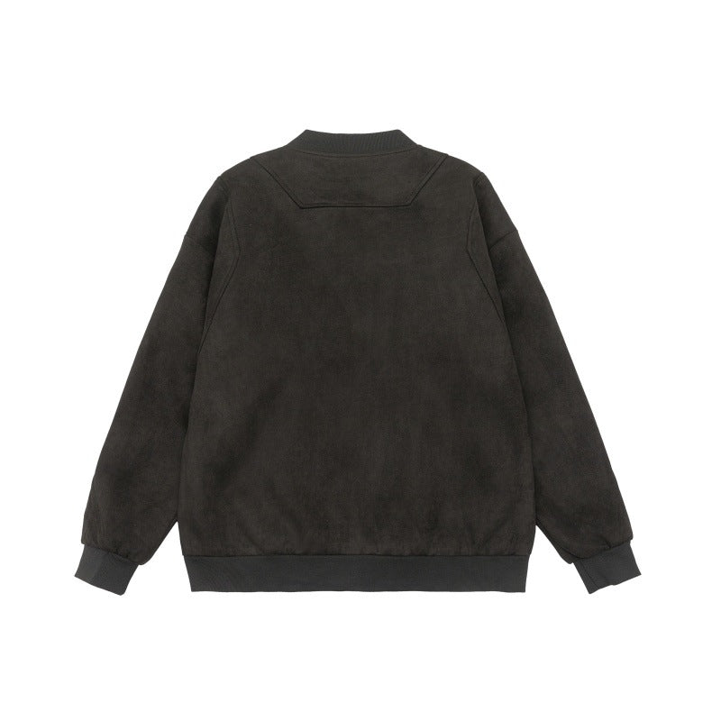 Unisex Kurzblouson im Vintage‑Suede‑Look mit Brustklappen, Reißverschlusstaschen und Rippbündchen Drune
