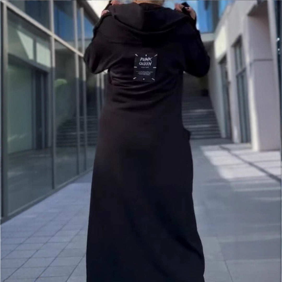 Damen Urbanes Kapuzenkleid mit praktischen Taschen Drune
