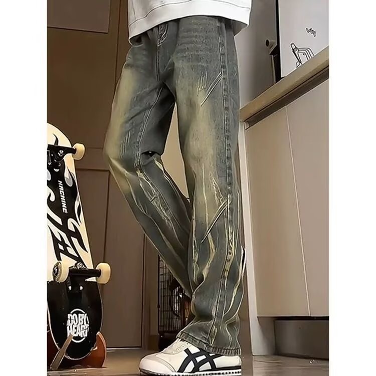 Herren lässige baggy Jeans im used Look Drune