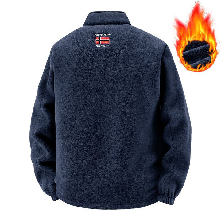 Herren Thermo-Fleecejacke mit vollflorigem Teddyfutter, verdeckter Reißverschluss-Innentasche und hohem Stehkragen Drune