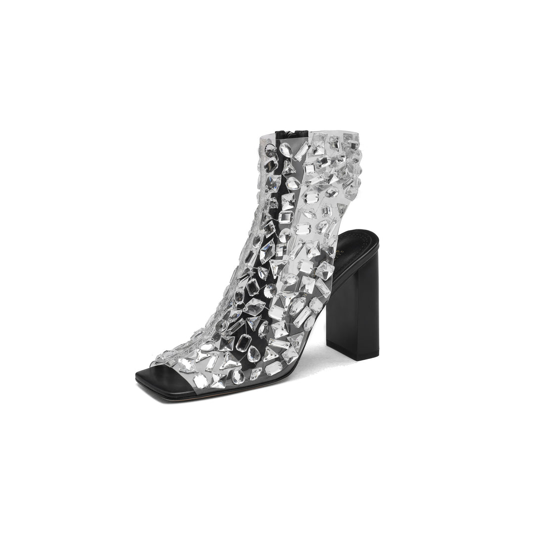 Damen Statement Transparente Stiletto Stiefeletten Drune