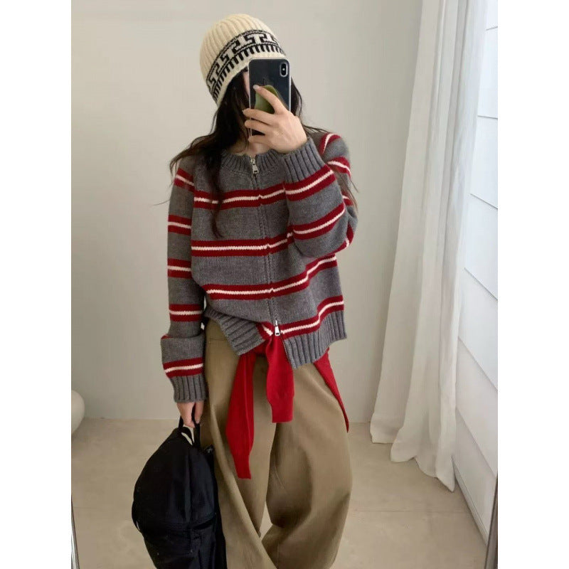 Damen Strickcardigan mit modernen Streifen Drune