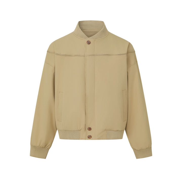 Unisex Kurz geschnittener Boxy‑Blouson mit hohem Rippkragen, verdeckter Knopfleiste und Elastikbund Drune