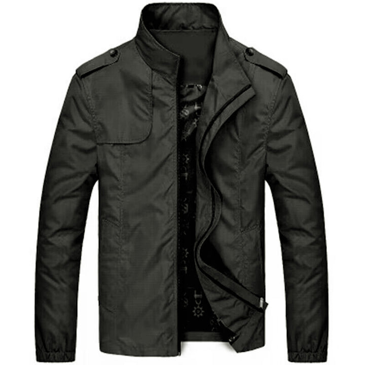 Herren Leichte Fieldjacke mit Stehkragen, Epauletten und gemustertem Innenfutter Drune