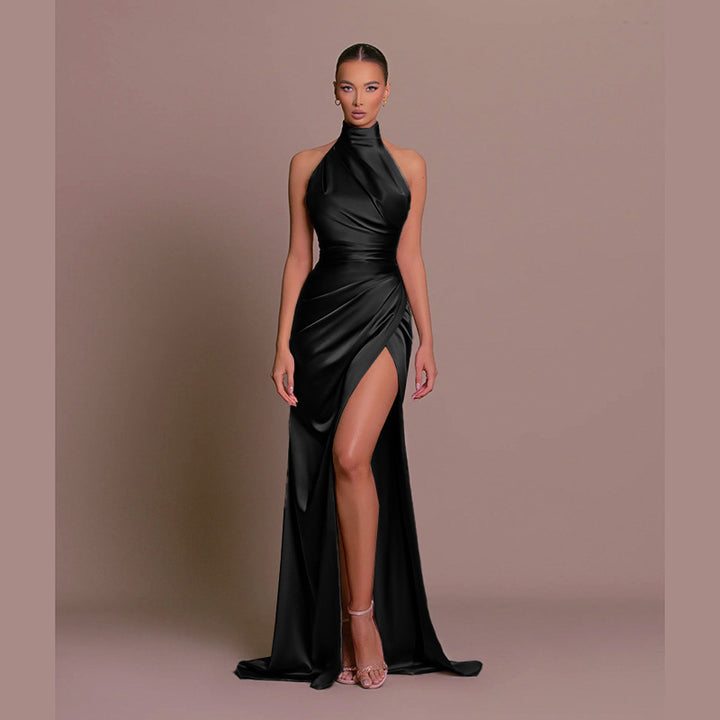Damen Hochgeschlossenes Abendkleid mit verführerischem Schlitz Drune