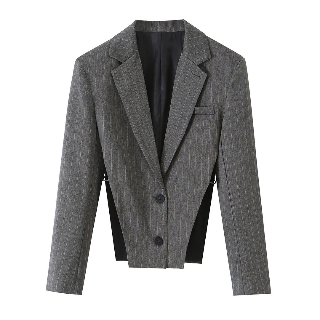 Damen Kurzgeschnittener Nadelstreifen-Blazer mit seitlichen Cut-Outs und Schnürdetail Drune