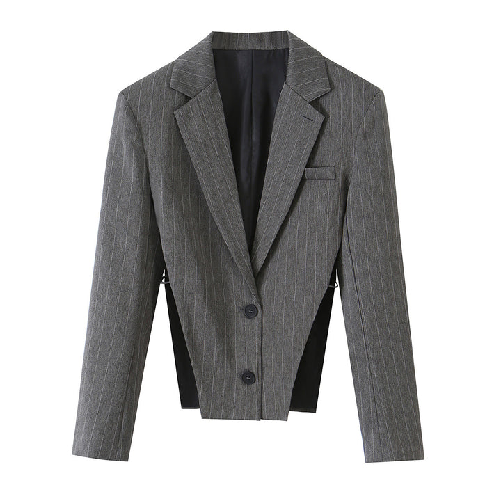 Damen Kurzgeschnittener Nadelstreifen-Blazer mit seitlichen Cut-Outs und Schnürdetail Drune
