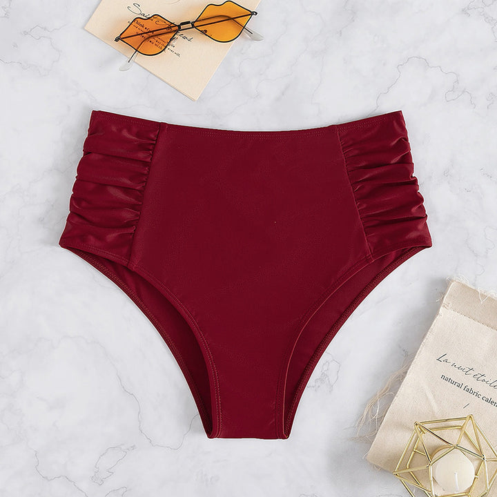 Damen Hohe Taille Bikinihose mit Rüschendesign Drune