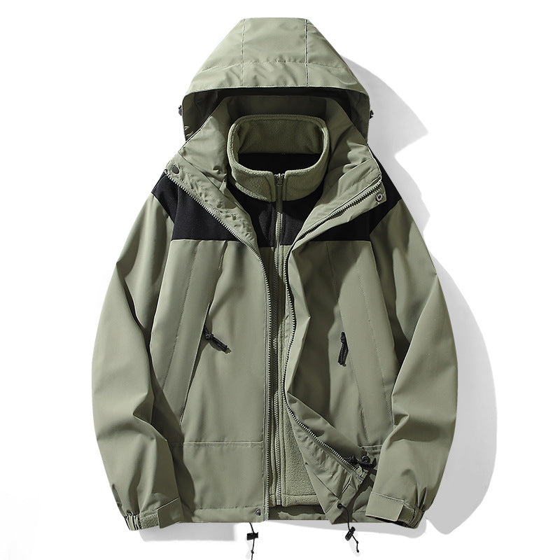 Herren funktionale Outdoor-Softshelljacke mit herausnehmbarer Fleece-Innenjacke, wind- und wasserabweisender Membran und verstellbarer Kapuze Drune