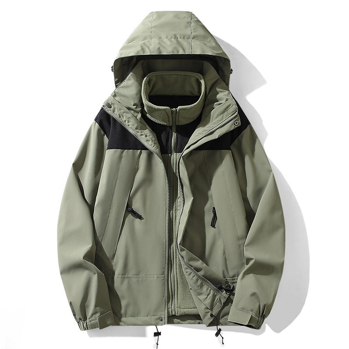 Herren funktionale Outdoor-Softshelljacke mit herausnehmbarer Fleece-Innenjacke, wind- und wasserabweisender Membran und verstellbarer Kapuze Drune