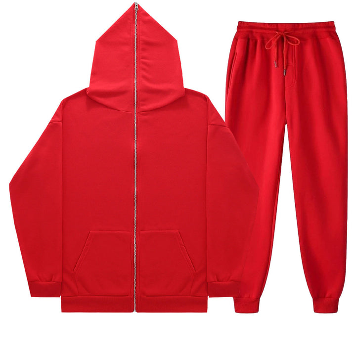 Unisex nan leichter French-Terry Zip-Hoodie und tapered Jogginghose Set mit Raglanärmeln, Kängurutasche und elastischem Komfortbund Drune