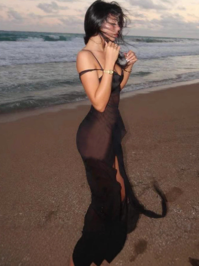 Damen Transparentes Strandkleid mit raffinierten Cut-Out-Details Drune
