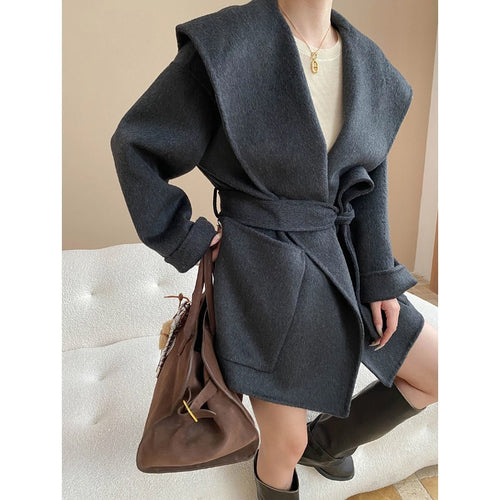 Damen eleganter Oversized-Mantel mit schickem Revers und praktischen Taschen Drune