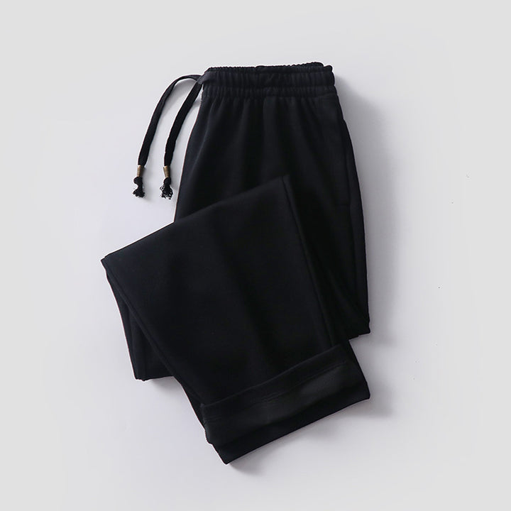 Unisex Gefütterte Fleece-Jogginghose mit elastischem Bund Kordelzug und schmalem Knöchelbündchen Drune