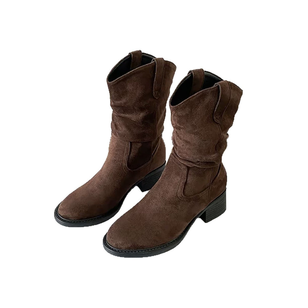 Damen Modische Stiefeletten aus weichem Wildleder Drune