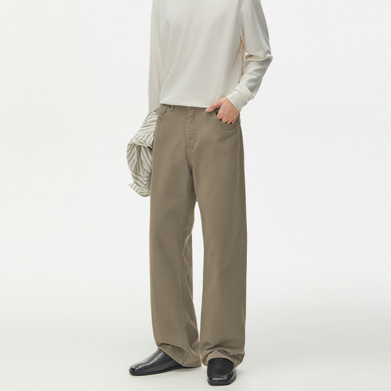 Herren Weitgeschnittene Chinohose aus Baumwoll-Twill mit tiefem Schritt Drune