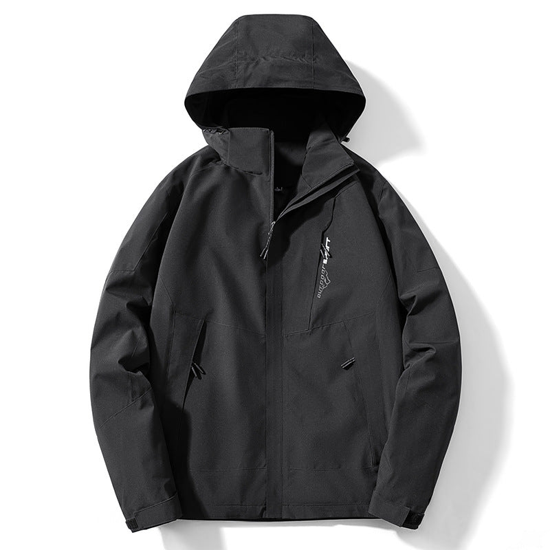 Herren Colorblock Softshell-Trekkerjacke mit Kapuze, verdeckten Reißverschlüssen und seitlichen Eingrifftaschen Drune