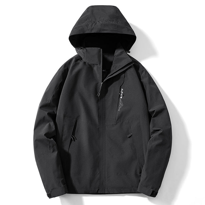 Herren Colorblock Softshell-Trekkerjacke mit Kapuze, verdeckten Reißverschlüssen und seitlichen Eingrifftaschen Drune